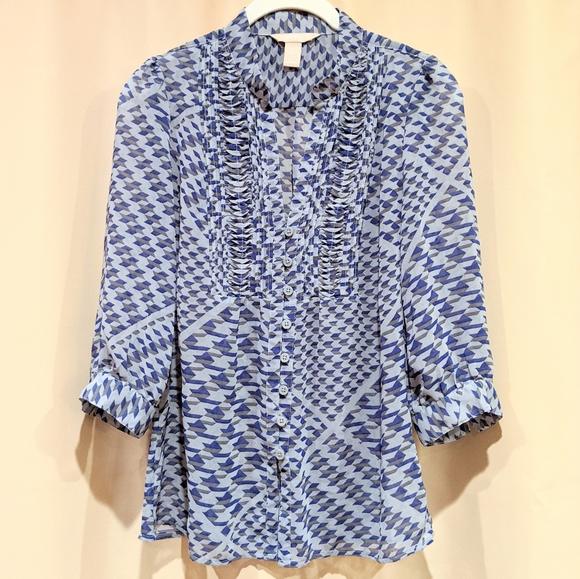 Banana Republic Mandarin Collar Button Down Blouse - Picture 1 of 7